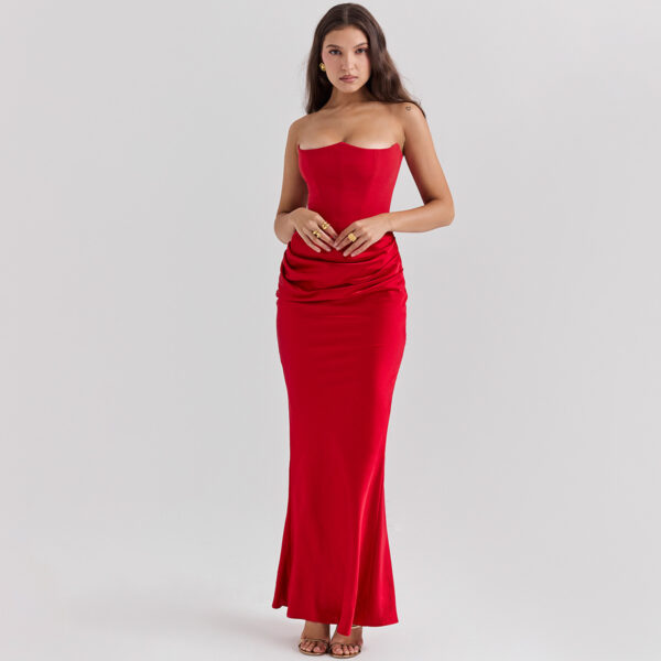 Slim Tube Top Long Dress Sexy Fashion Bandeau Backless Party Evening Dresses for Women Clothing