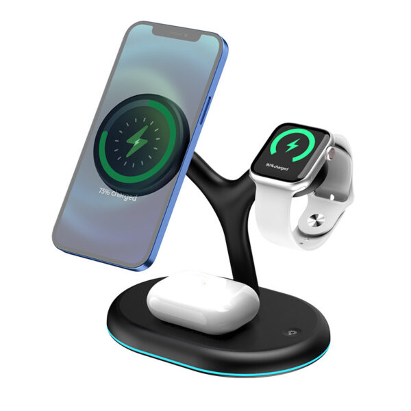 Magnetic Three-in-One Wireless Charger 15W Fast Charge Vertical Desktop Phone Wireless Charging Stand