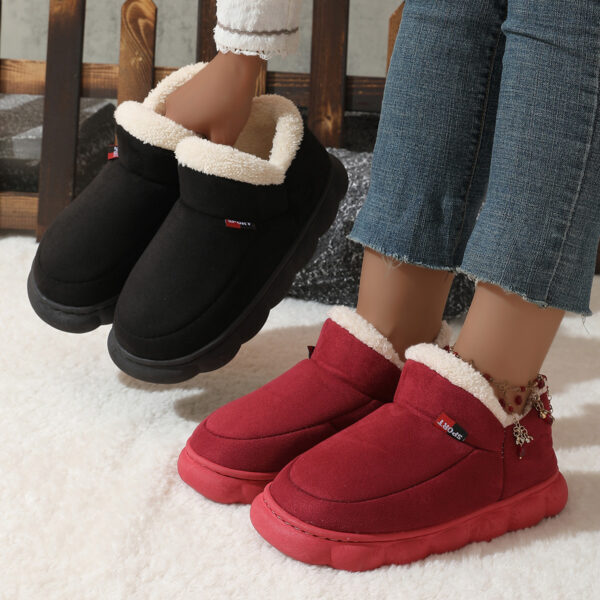 Winter Plush Cotton Shoes Women Warm Suede House Shoes Solid Color Thick-soled Garden Shoes Outdoor