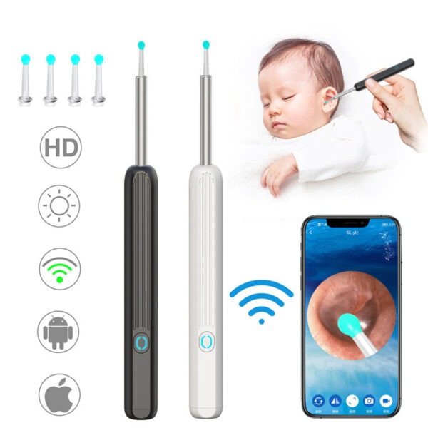 Ear Cleaner Otoscope Ear Wax Removal Tool with Camera LED Light Wireless Ear Endoscope Ear Cleaning Kit