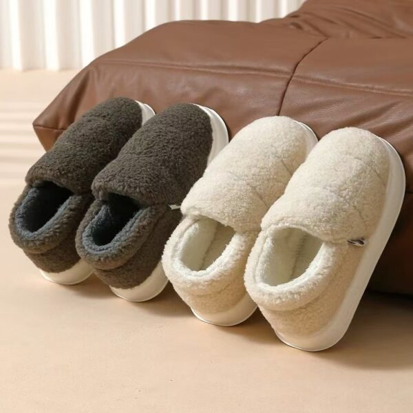Cotton Slippers Women's Winter Indoor Home Warm Non-slip Windproof Thick Bottom Plush