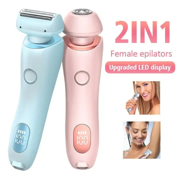 2-in-1 Hair Removal Epilator USB Recharge Women's Body Razor for Legs, Armpits Bikini Line, and Public Areas.